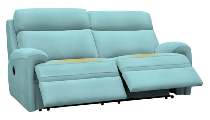 G Plan Hardy 2 Seater Manual Double Recliner Heated Seats Plush Airforce